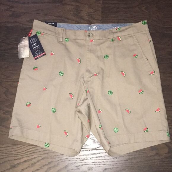 New Chaps Watermelon Sugar 9” Khaki Chino Comfort shorts-36 Harry Styles Loves - Picture 1 of 5